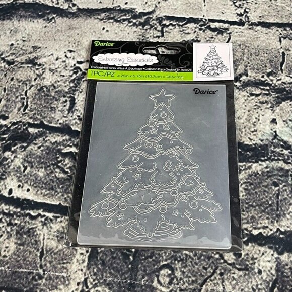 Darice Embossing Essentials Folder 1218-45 Christmas Tree Decorated Scrapbooking - Picture 1 of 6